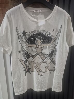 CHRLDR White Tee with Black Virgo Graphic